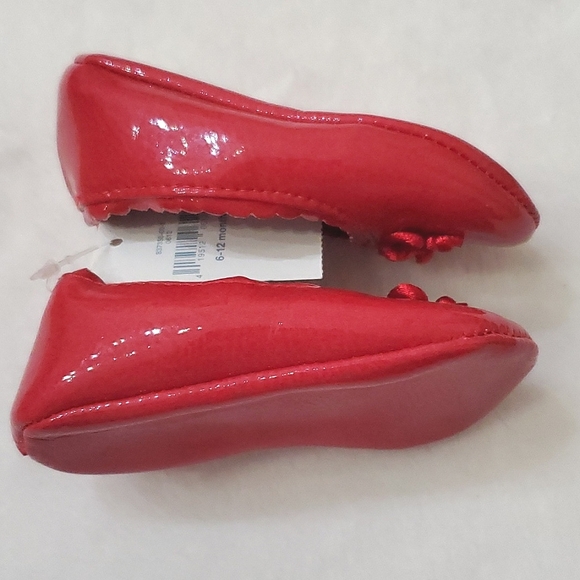 NWT Baby Gap Red Scallop Edge Bow Soft Shoes Baby Girl 6-12 Months - Picture 7 of 9